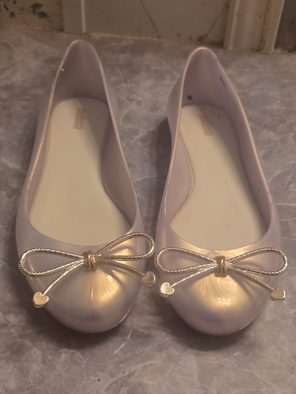 Pearlescent Bow Jelly Ballet Flats